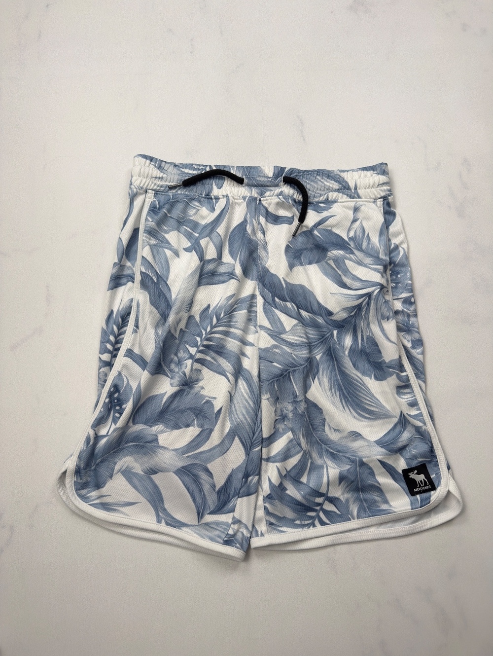 Abercrombie Kids Shorts Blue Leaf Print Drawstring - Boys 15/16